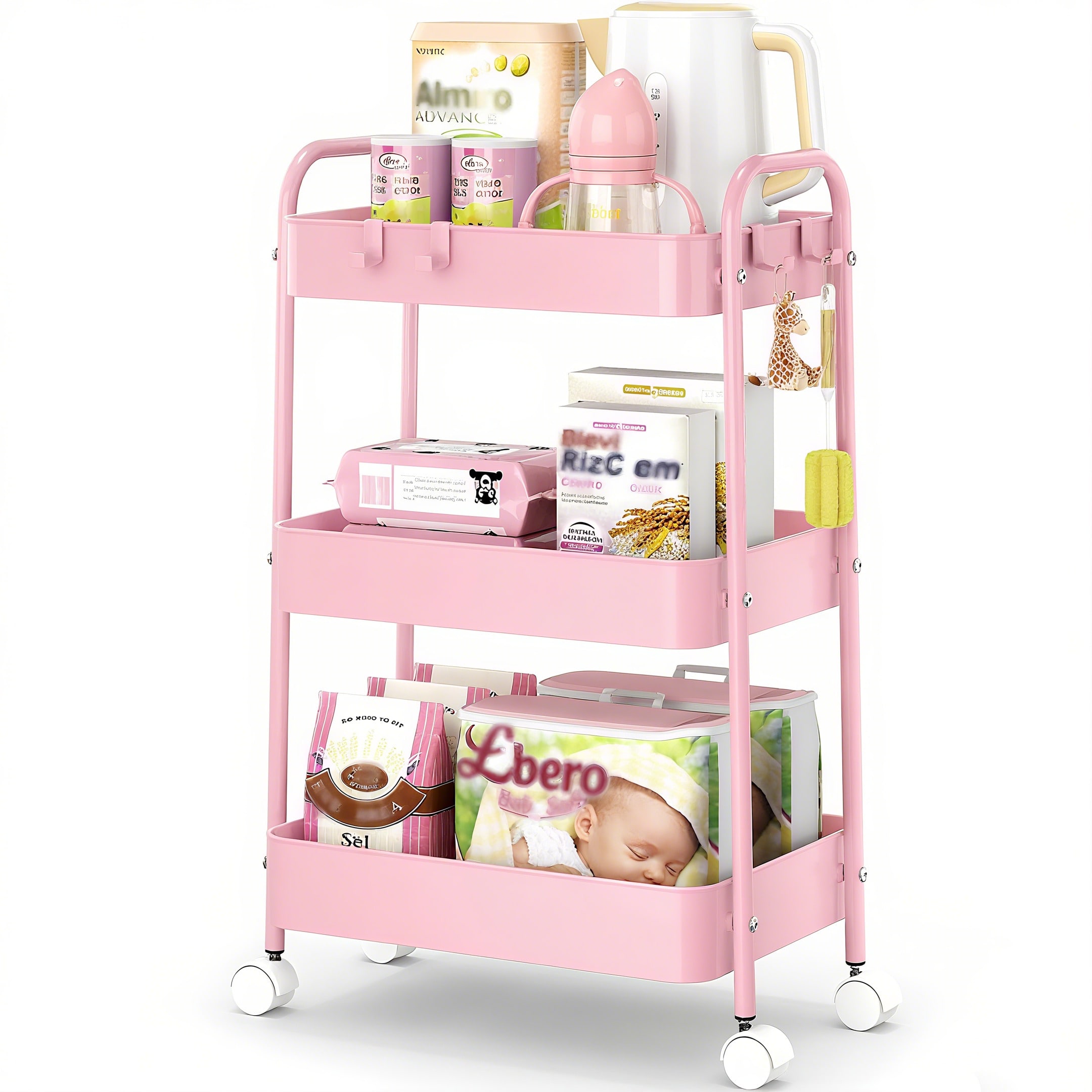 Baby Nursery Trolley - Carrello a 3 Ripiani in Metallo