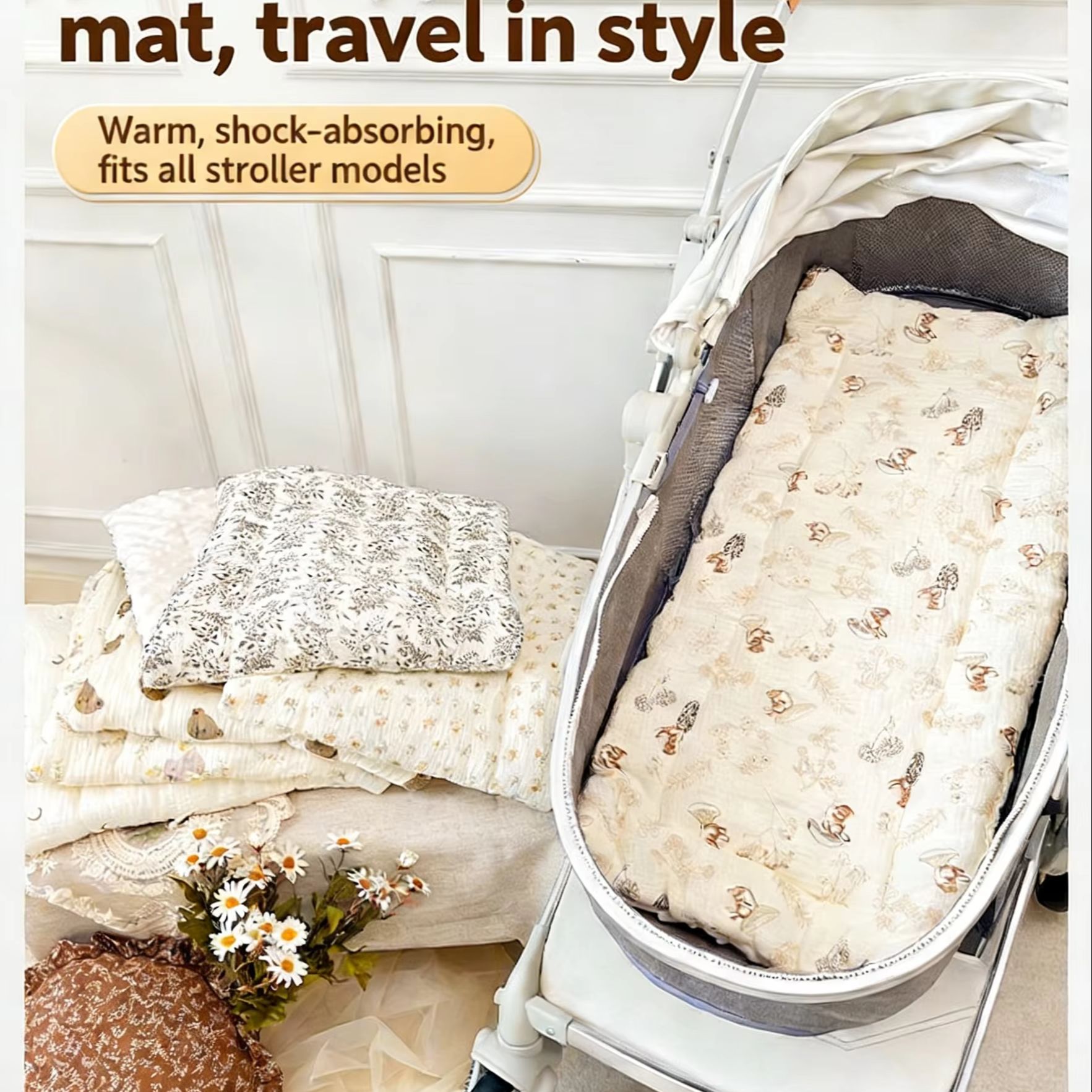 Baby Nursery Trolley - Imbottitura Universale Migliorata per Passeggino, Materassino