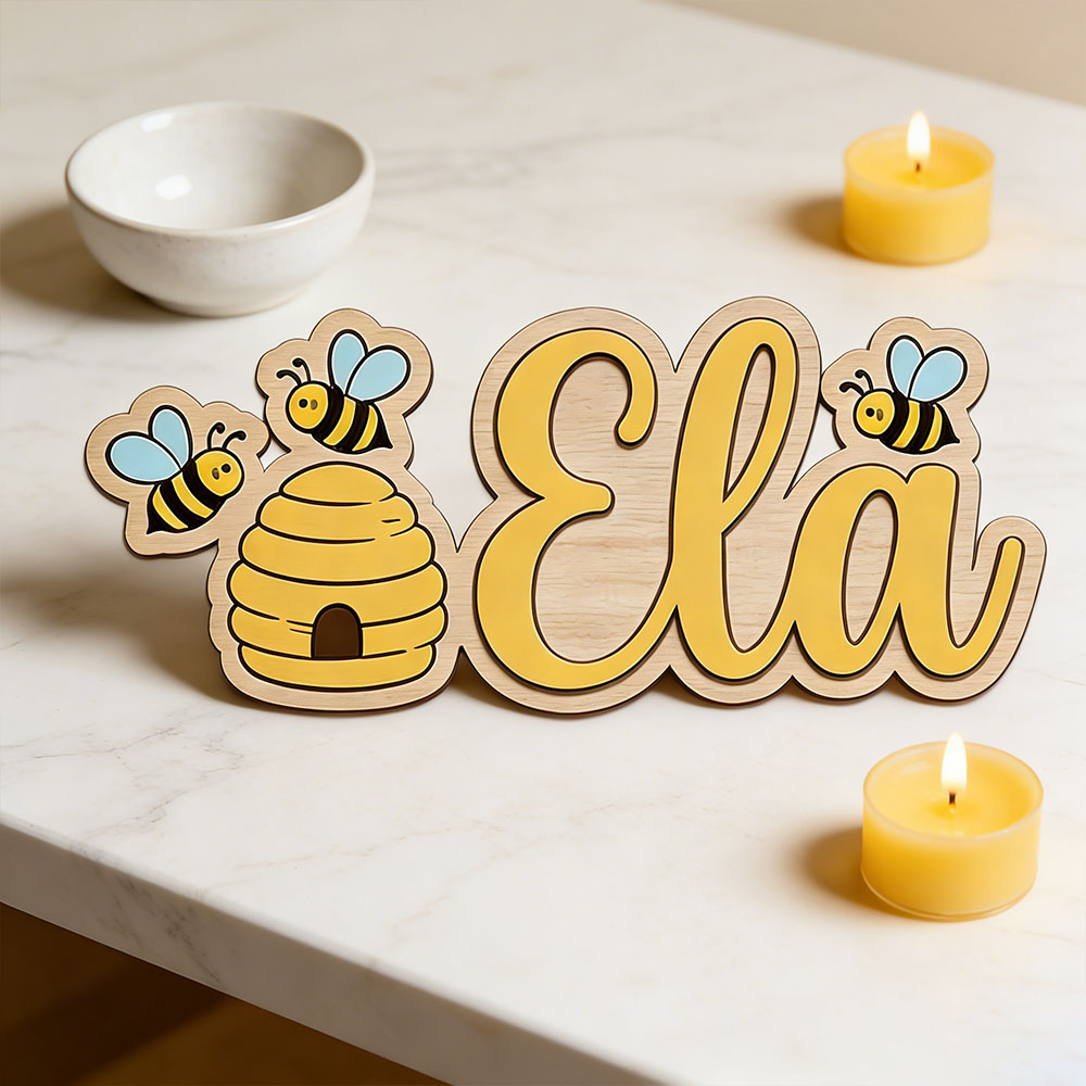 Baby Nursery Decor Girl - Insegna in Legno Personalizzata a Forma